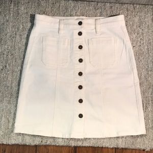 White denim J Crew skirt.